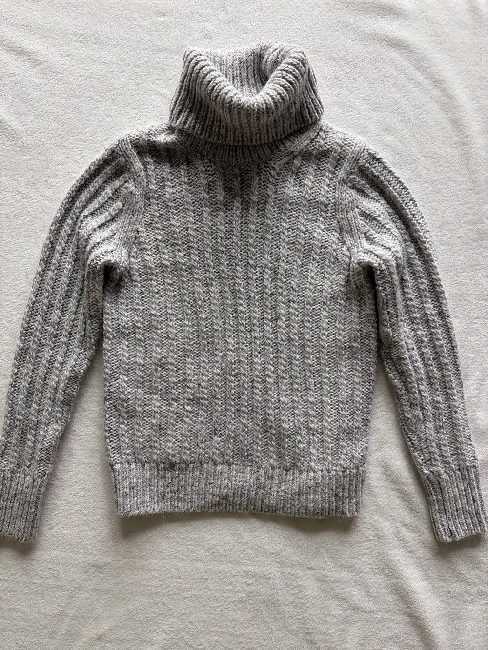 Gray Turtleneck Cable Knit Women's Sweater